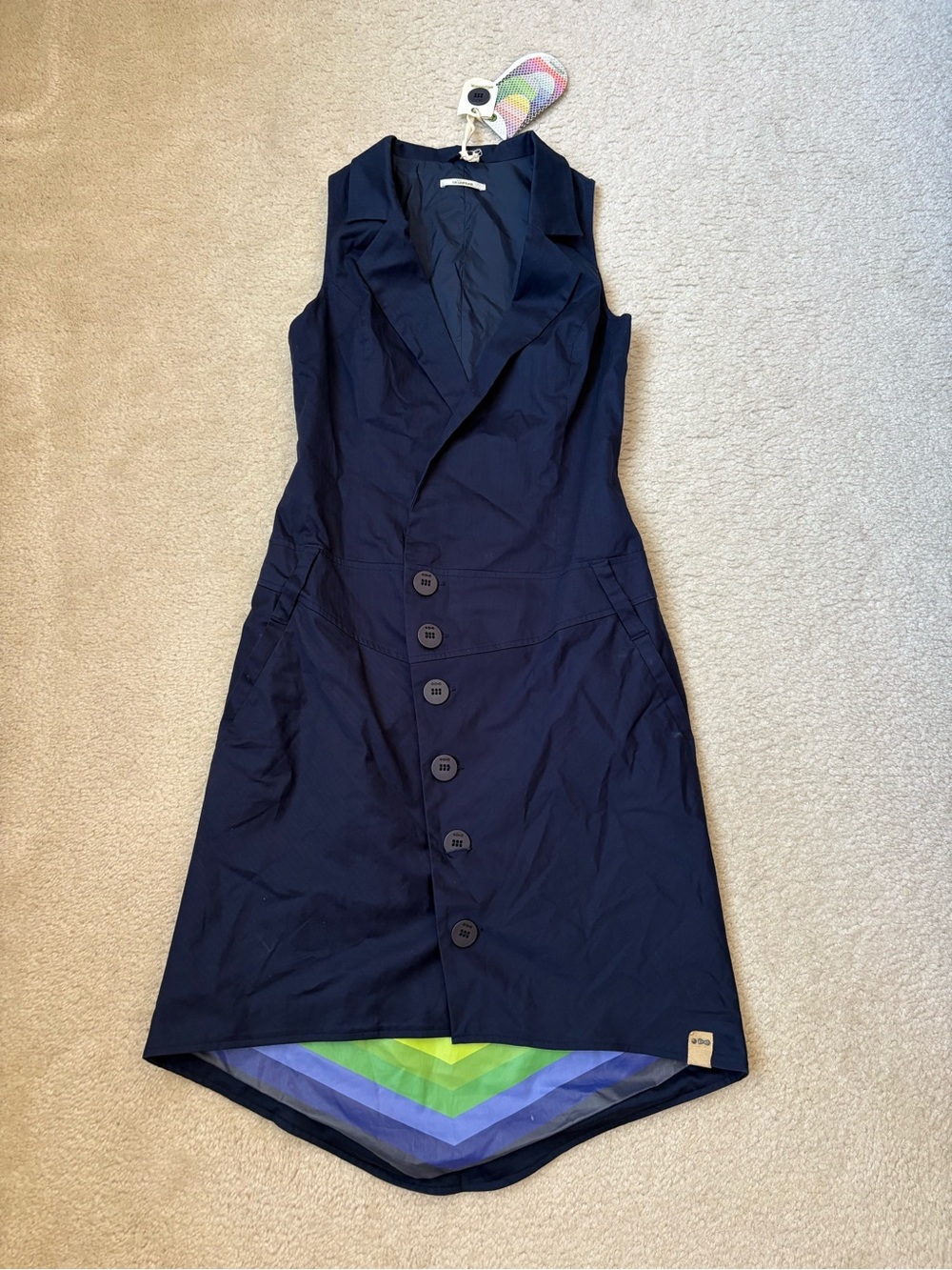 Skunkfunk SKFK sleeveless navy blue button down trench Hiazinta dress sz 1 (XS)